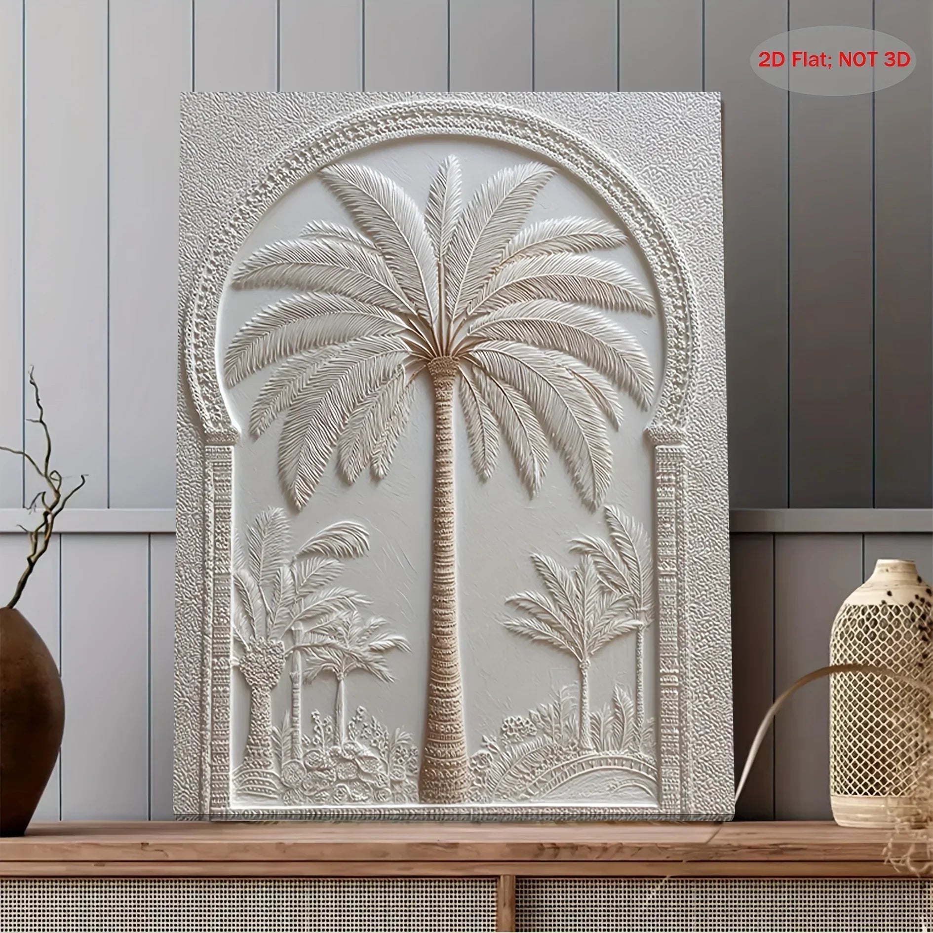 Wall Art - Vintage White Wood Palm Tree, detail shot - House Of Avana