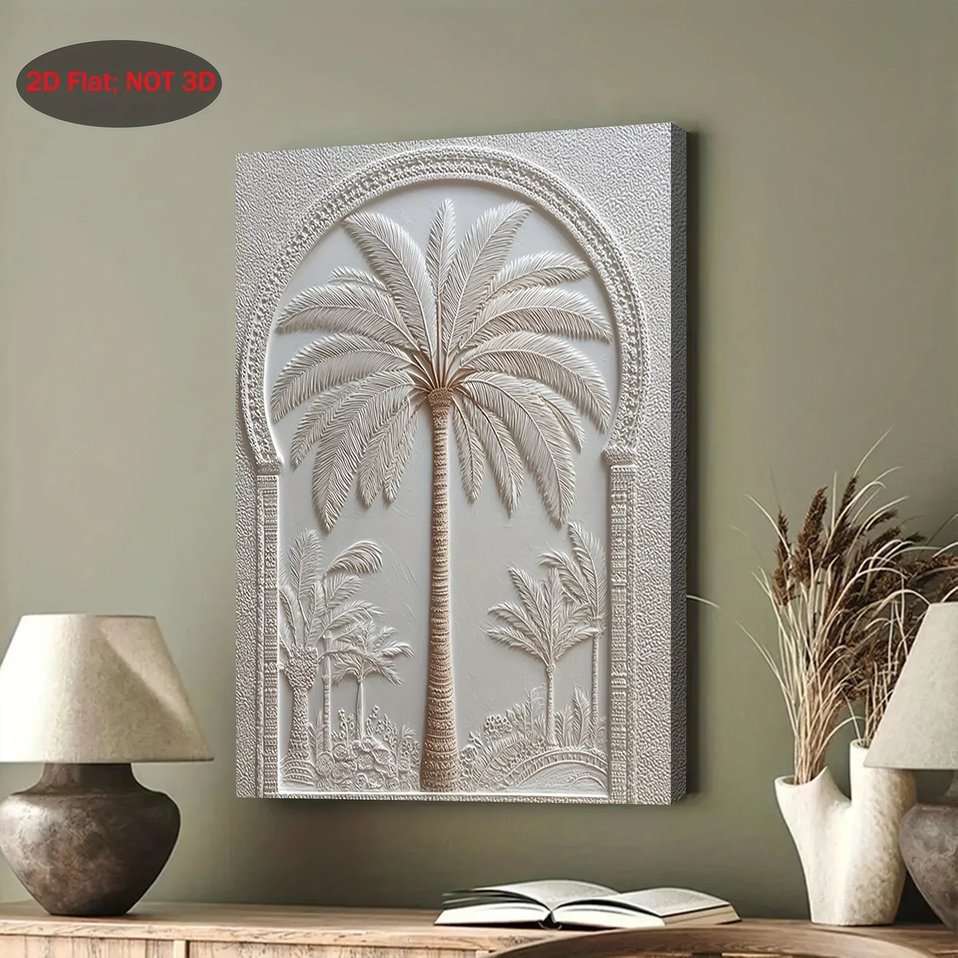 Wall Art - Vintage White Wood Palm Tree, front view - House Of Avana