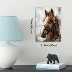 Brown Horse Wooden Framed Canvas Painting, top view - House Of Avana