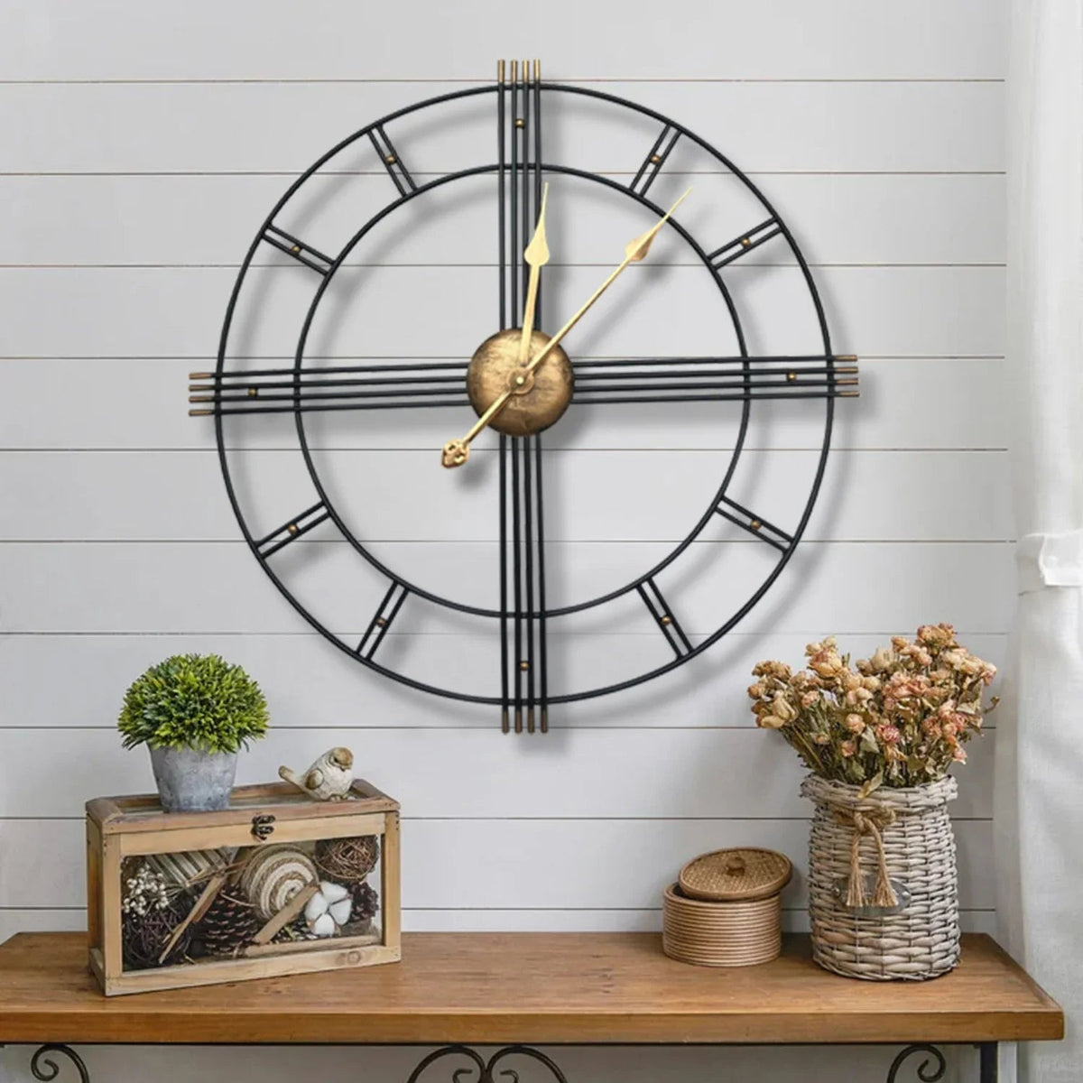 Extra Large Metal Skeleton Wall Clock Roman - House Of Avana [[SKU:HOA-CLK-003]]