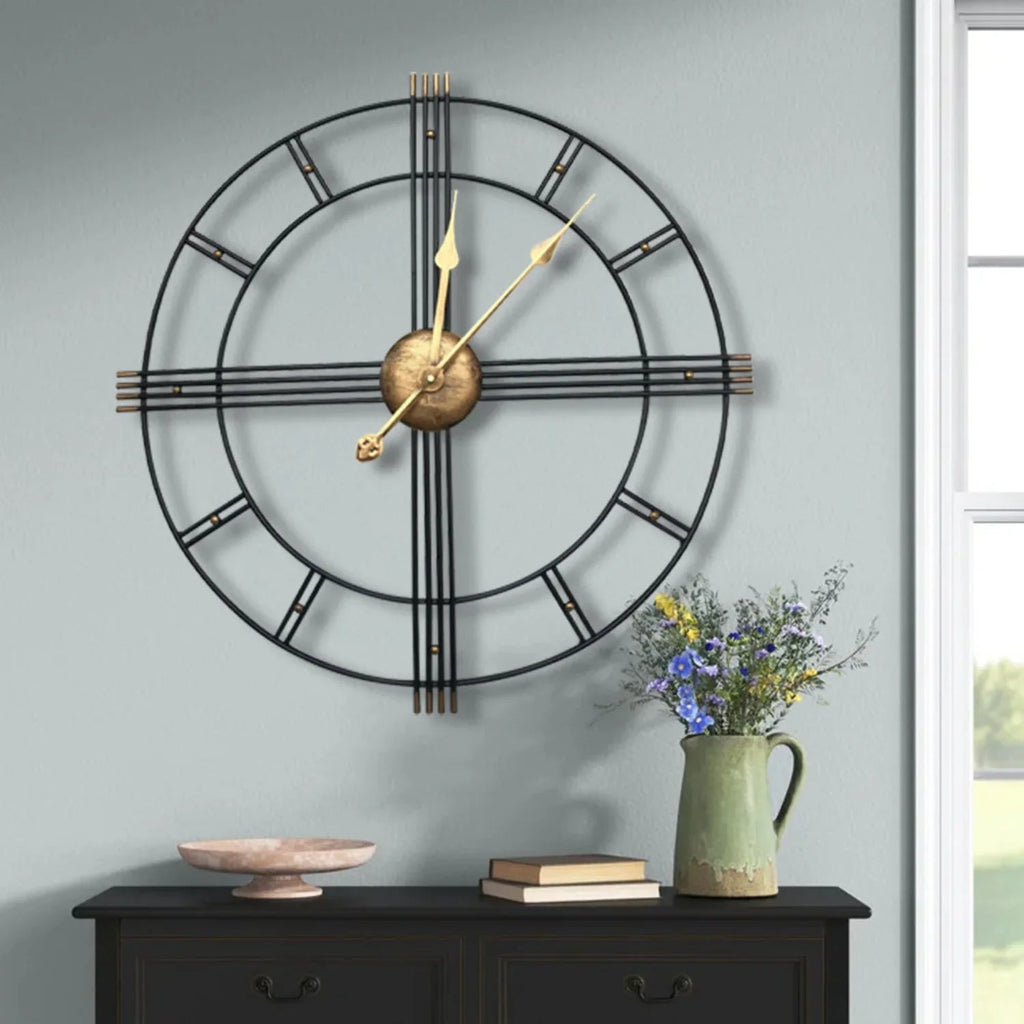 Extra Large Metal Skeleton Wall Clock Roman - House Of Avana [[SKU:HOA-CLK-003]]