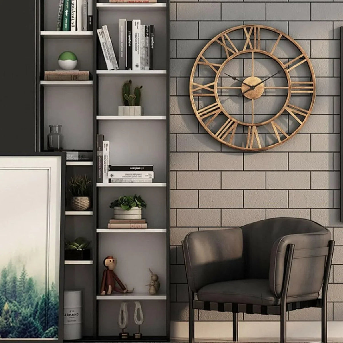 Wall Clock Vintage Retro Roman Numerals Silent Non-Ticking Metal Paint Industrial Vintage Metal Large Clock for Home Loft Living Room Bedroom Kitchen House Of Avana [[SKU:HOA-CLK-004]]