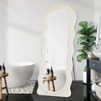 Oversized 160.02cm X 60.96cm Wavy Full-length Floor Mirror with Stand - Irregular Wave Design, White... - House Of Avana [[SKU:HOA-CLK-008]]