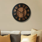 Vintage Wooden Wall Clock - Silent, Battery Operated, Decorative Roman Numerals for Home, Kitchen, Living Room, Bedroom, Office - 14/16/18 inch Options, Charming Home Decor|Artistic Wall Clock|Wooden Wall Clock, Wall Clock Li House Of Avana [[SKU:HOA-CLK-400]]