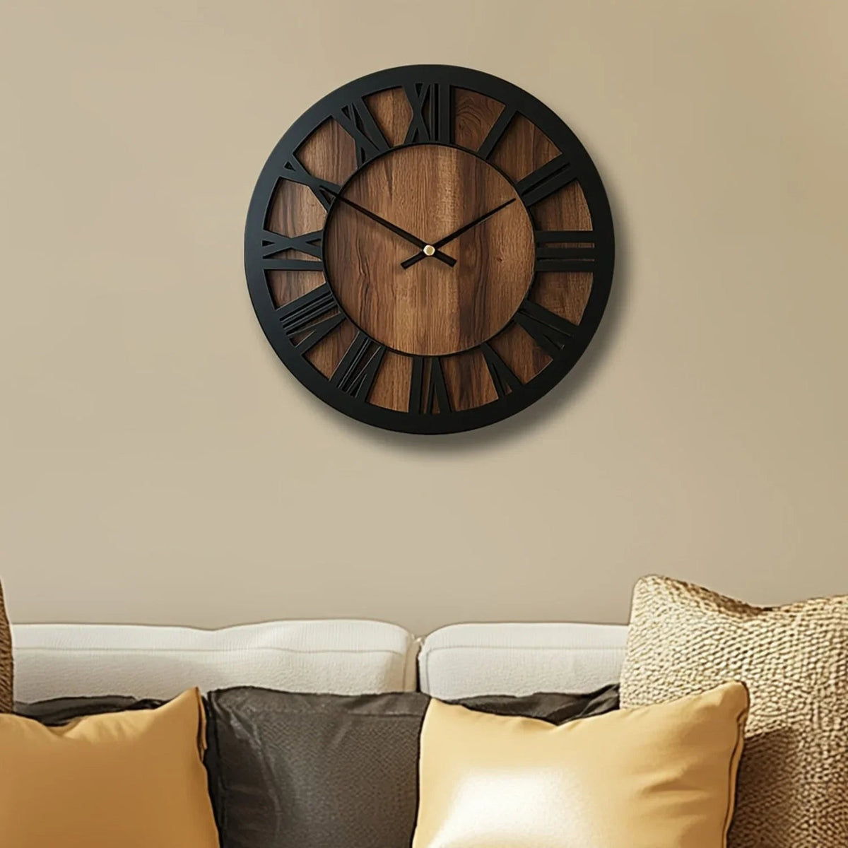 Vintage Wooden Wall Clock - Silent, Battery Operated, Decorative Roman Numerals for Home, Kitchen, Living Room, Bedroom, Office - 14/16/18 inch Options, Charming Home Decor|Artistic Wall Clock|Wooden Wall Clock, Wall Clock Li House Of Avana [[SKU:HOA-CLK-400]]