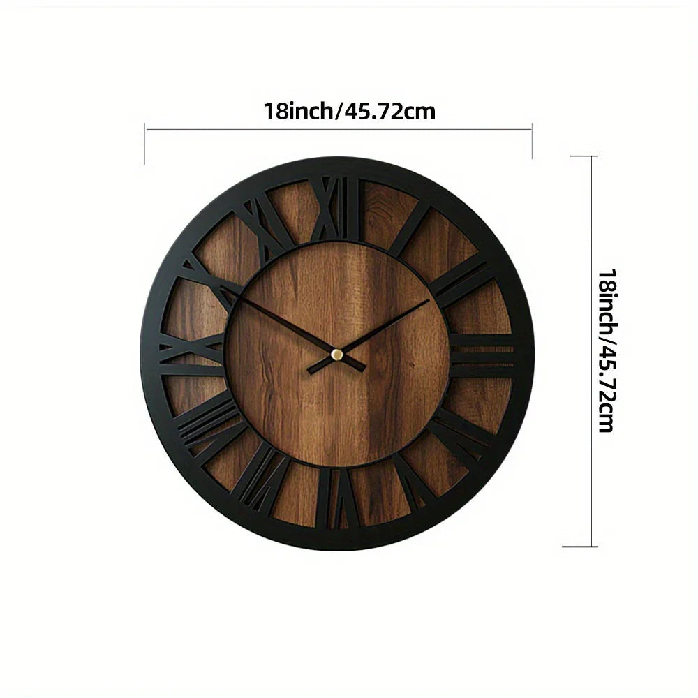 Vintage Wooden Wall Clock - Silent, Battery Operated, Decorative Roman Numerals for Home, Kitchen, Living Room, Bedroom, Office - 14/16/18 inch Options, Charming Home Decor|Artistic Wall Clock|Wooden Wall Clock, Wall Clock Li House Of Avana [[SKU:HOA-CLK-400]]
