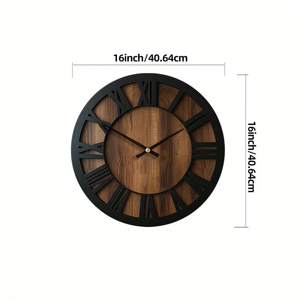 Vintage Wooden Wall Clock - Silent, Battery Operated, Decorative Roman Numerals for Home, Kitchen, Living Room, Bedroom, Office - 14/16/18 inch Options, Charming Home Decor|Artistic Wall Clock|Wooden Wall Clock, Wall Clock Li House Of Avana [[SKU:HOA-CLK-400]]