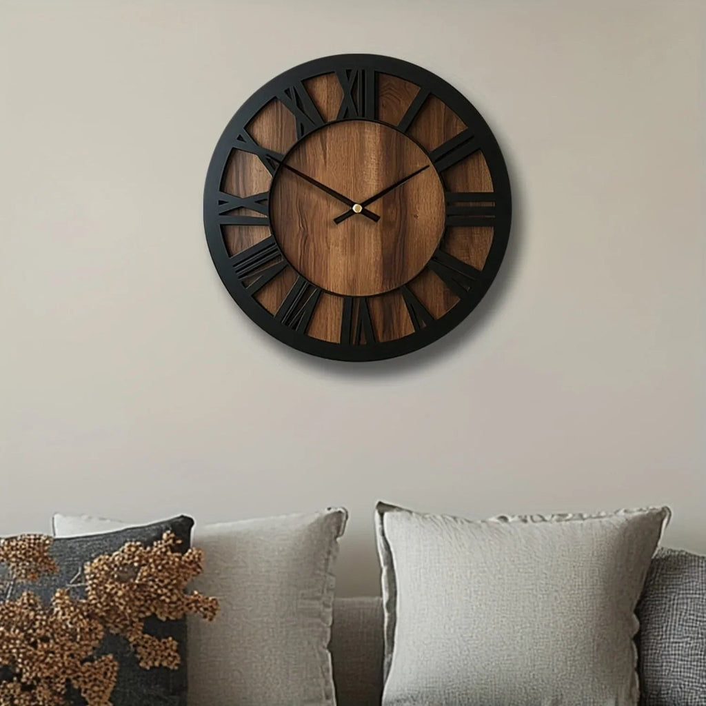 Vintage Wooden Wall Clock - Silent, Battery Operated, Decorative Roman Numerals for Home, Kitchen, Living Room, Bedroom, Office - 14/16/18 inch Options, Charming Home Decor|Artistic Wall Clock|Wooden Wall Clock, Wall Clock Li House Of Avana [[SKU:HOA-CLK-400]]