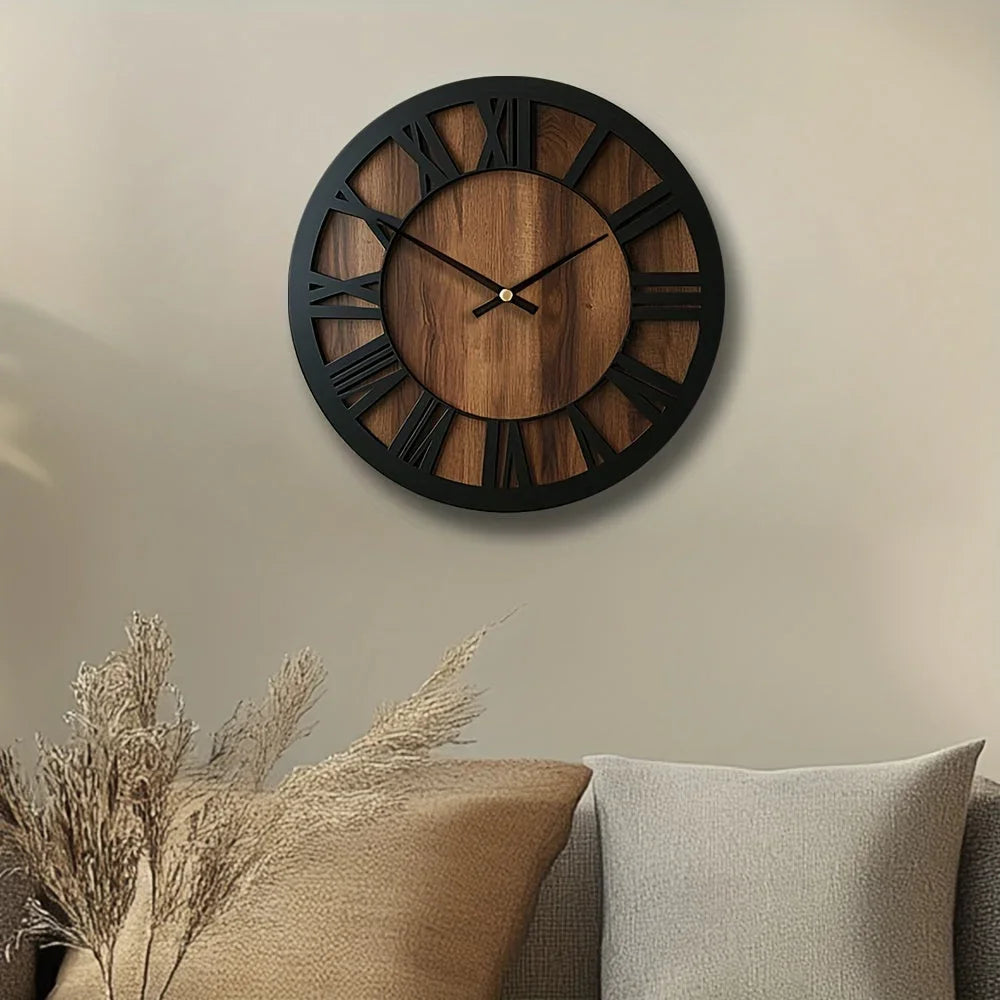Vintage Wooden Wall Clock - Silent, Battery Operated, Decorative Roman Numerals for Home, Kitchen, Living Room, Bedroom, Office - 14/16/18 inch Options, Charming Home Decor|Artistic Wall Clock|Wooden Wall Clock, Wall Clock Li House Of Avana [[SKU:HOA-CLK-400]]