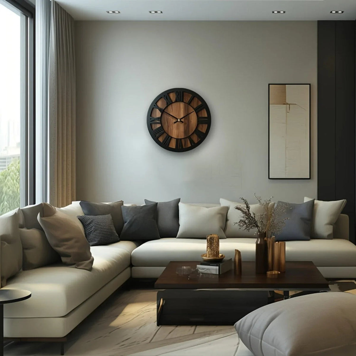 Vintage Wooden Wall Clock - Silent, Battery Operated, Decorative Roman Numerals for Home, Kitchen, Living Room, Bedroom, Office - 14/16/18 inch Options, Charming Home Decor|Artistic Wall Clock|Wooden Wall Clock, Wall Clock Li House Of Avana [[SKU:HOA-CLK-400]]