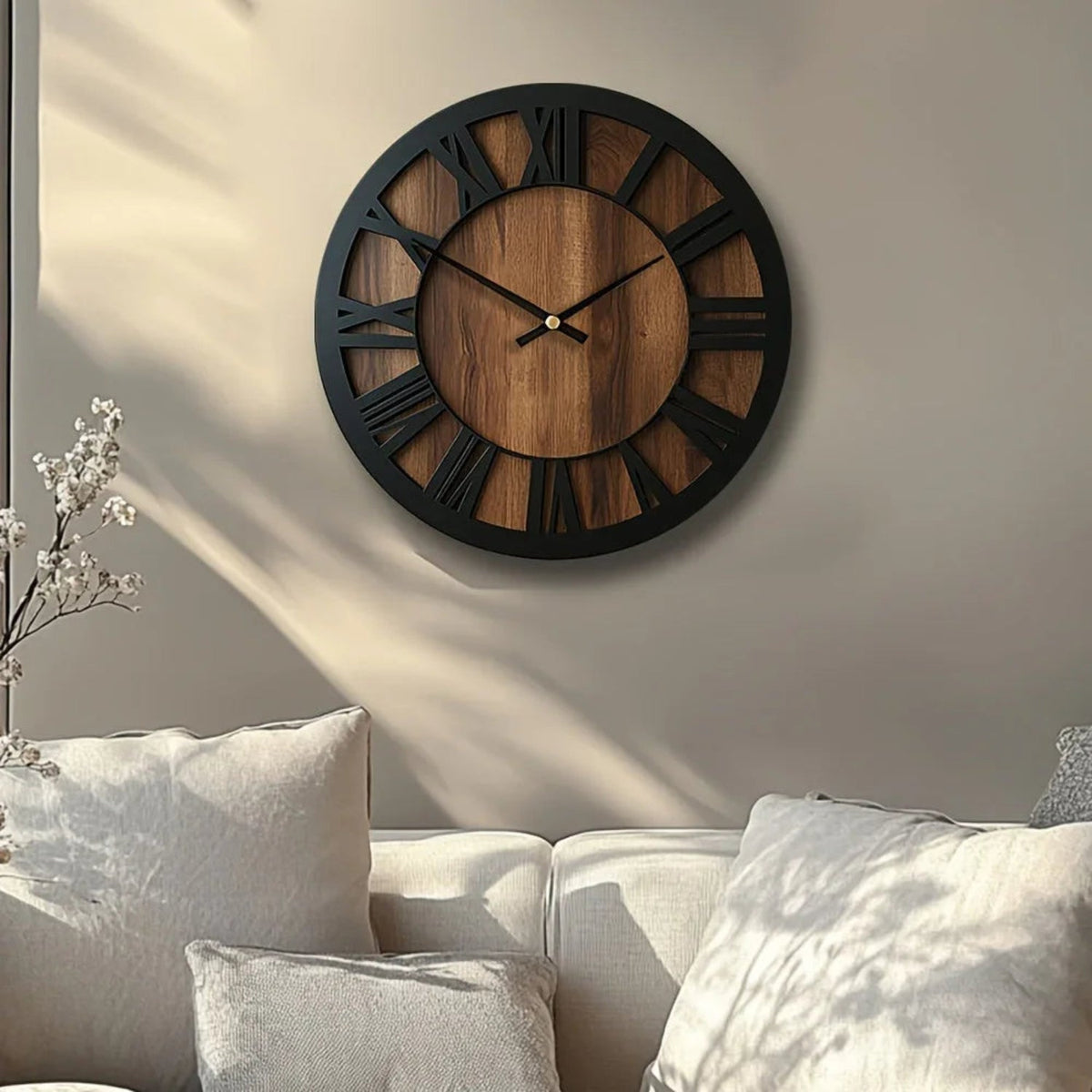 Vintage Wooden Wall Clock - Silent, Battery Operated, Decorative Roman Numerals for Home, Kitchen, Living Room, Bedroom, Office - 14/16/18 inch Options, Charming Home Decor|Artistic Wall Clock|Wooden Wall Clock, Wall Clock Li House Of Avana [[SKU:HOA-CLK-400]]