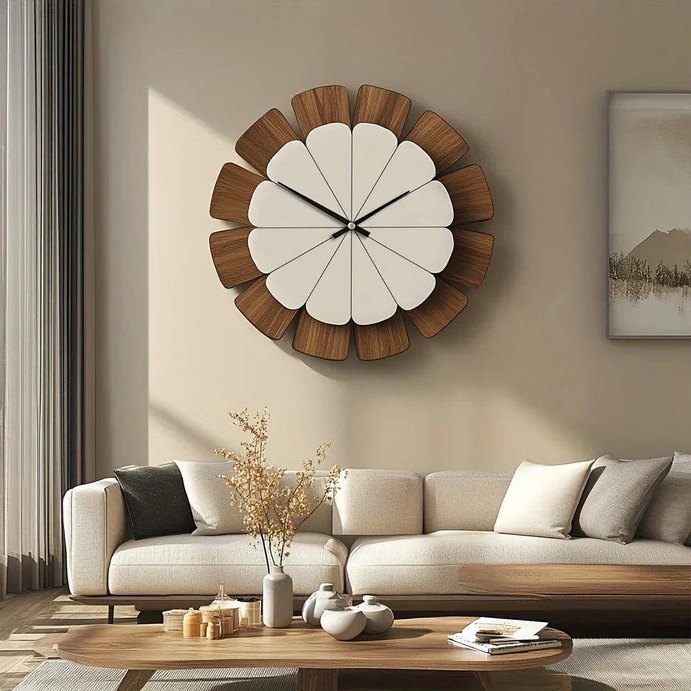 [Vintage Wooden Decor Clock] Decorative Wooden round Wall Clock Artistic Silent Clock Battery Operated Decor for Home 14 16 18 inch Vintage Wooden Clock Home Decor for Kitchen, Living Room, Bedroom, Office House Of Avana [[SKU:HOA-CLK-402]]