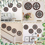 4-piece Set Rustic Farmhouse Wall Decor - 10x10 Inch Brown Wooden Hollow Carved Design for Living Room,... - House Of Avana