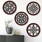 4-piece Set Rustic Farmhouse Wall Decor - 10x10 Inch Brown Wooden Hollow Carved Design for Living Room,... - House Of Avana