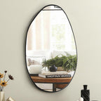 Irregular Wall Mirror Asymmetrical Mirror, 53 X 90 Cm Black Metal Framed Mirror for Bathroom Bedroom Living Room Entryway, Decorative Modern Wall Decor House Of Avana