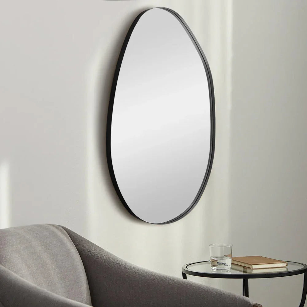 Irregular Wall Mirror Asymmetrical Mirror, 53 X 90 Cm Black Metal Framed Mirror for Bathroom Bedroom Living Room Entryway, Decorative Modern Wall Decor House Of Avana