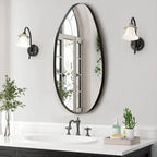 Irregular Wall Mirror Asymmetrical Mirror, 53 X 90 Cm Black Metal Framed Mirror for Bathroom Bedroom Living Room Entryway, Decorative Modern Wall Decor House Of Avana