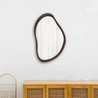[Wooden Decorative Wall Mirror] Decorative Wooden Irregular Frame Wall Mirror - 39.5 Cm X 25 Cm, Suitable for Bathrooms, Vanities, Bedrooms, Living Rooms, And Hallways House Of Avana
