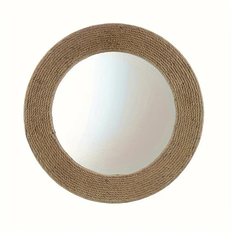 Natural Jute Rope Round Wall Mirror 26" - House Of Avana