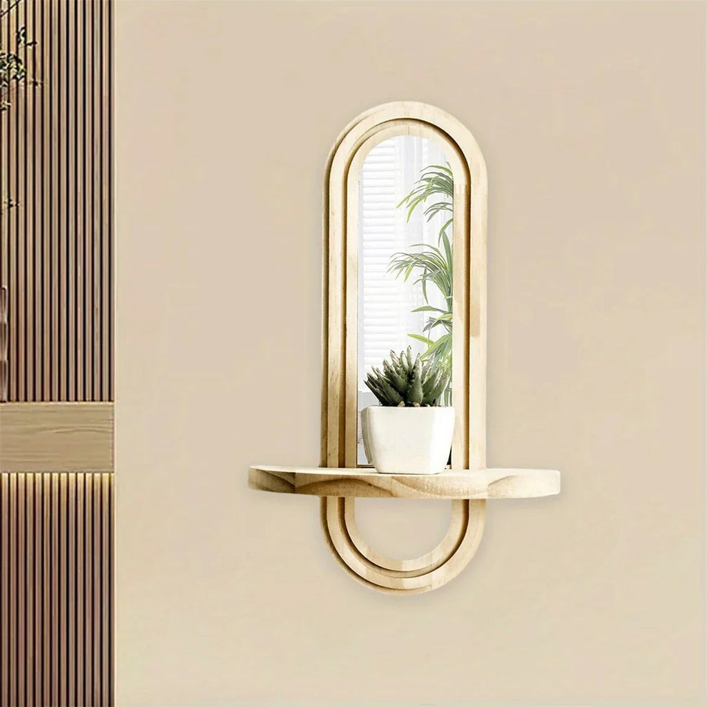 Wall Mirror - Natural Wooden Oval, angled view - House Of Avana [[SKU:HOA-MIR-022]]