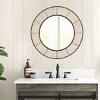 Round Wall Mirror Wall Decor, Circle Mirrors with Rattan Large Mirrors for Living Room - House Of Avana