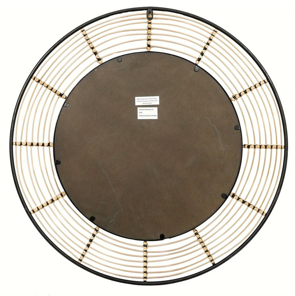 Round Wall Mirror Wall Decor, Circle Mirrors with Rattan Large Mirrors for Living Room - House Of Avana