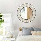 Round Wall Mirror Wall Decor, Circle Mirrors with Rattan Large Mirrors for Living Room - House Of Avana