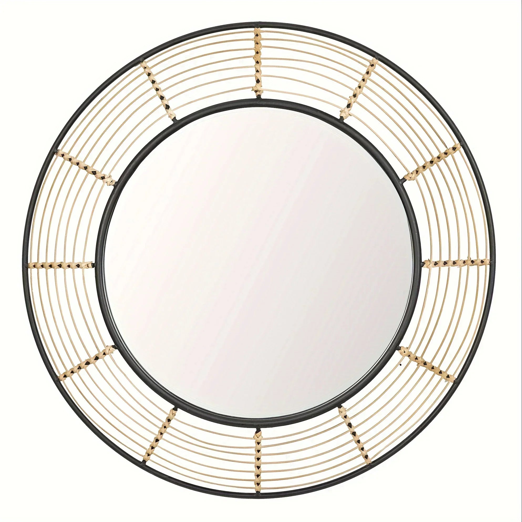 Round Wall Mirror Wall Decor, Circle Mirrors with Rattan Large Mirrors for Living Room - House Of Avana