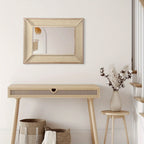 Rectangle Woven Rattan Frame Wall Mirror in Natural Color, side view - House Of Avana