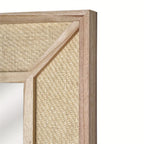 Rectangle Woven Rattan Frame Wall Mirror in Natural Color, lifestyle image - House Of Avana