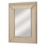 Rectangle Woven Rattan Frame Wall Mirror in Natural Color, front view - House Of Avana