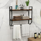 Modern bathroom wall shelf with folded towels, plants and bathroom accessories - House of Avana bathroom storage collection