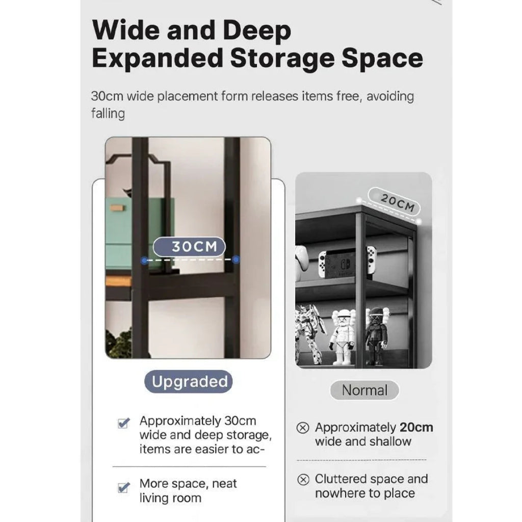Storage solution with 30cm wide and deep placement for better organization.