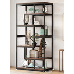 Corner bookshelf with decorative items against a white wall