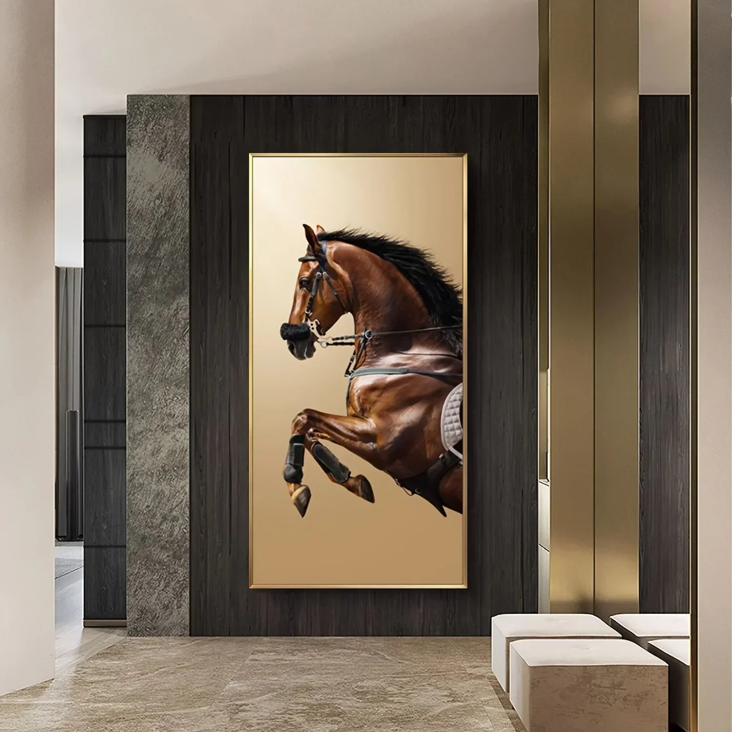 Luxury Modern Horse Wall Painting, top view - House Of Avana