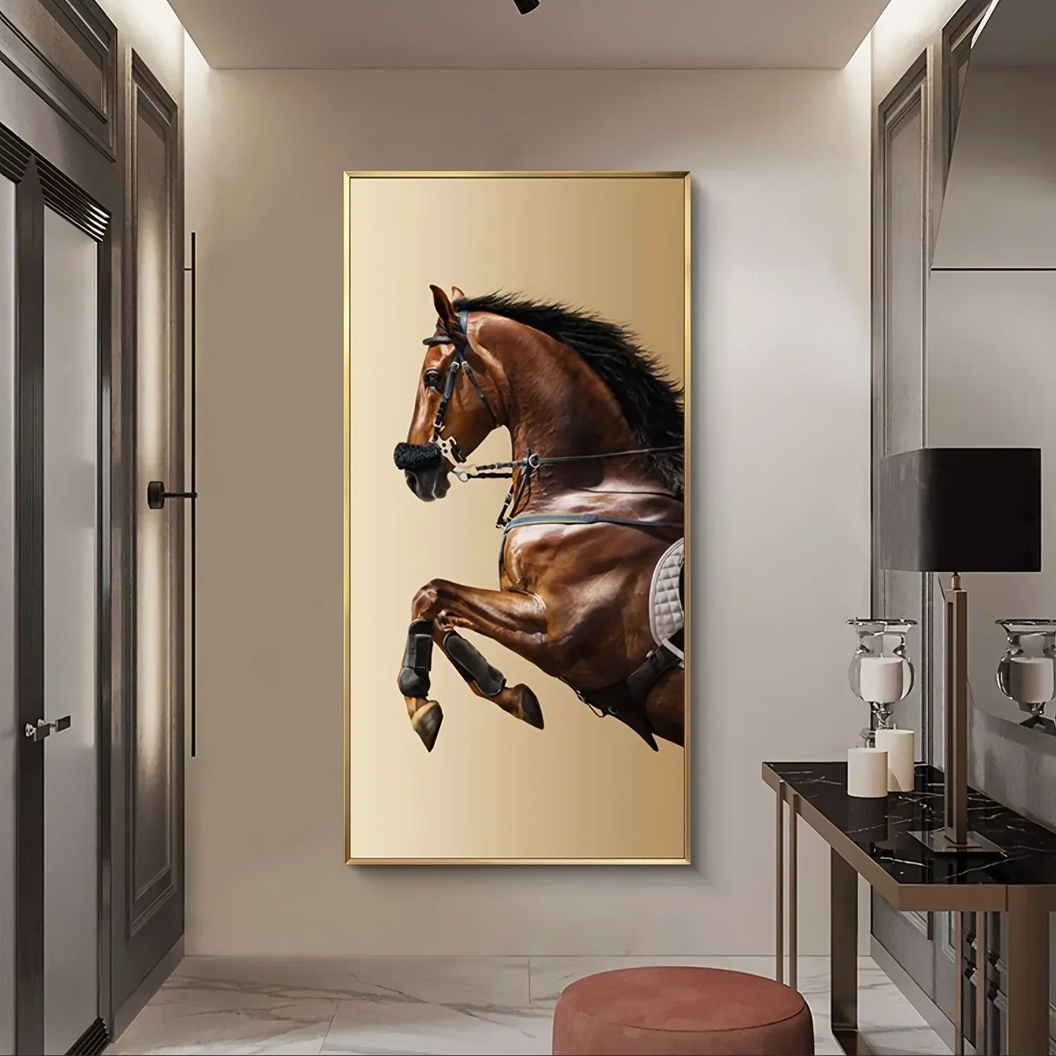 Luxury Modern Horse Wall Painting, angled view - House Of Avana