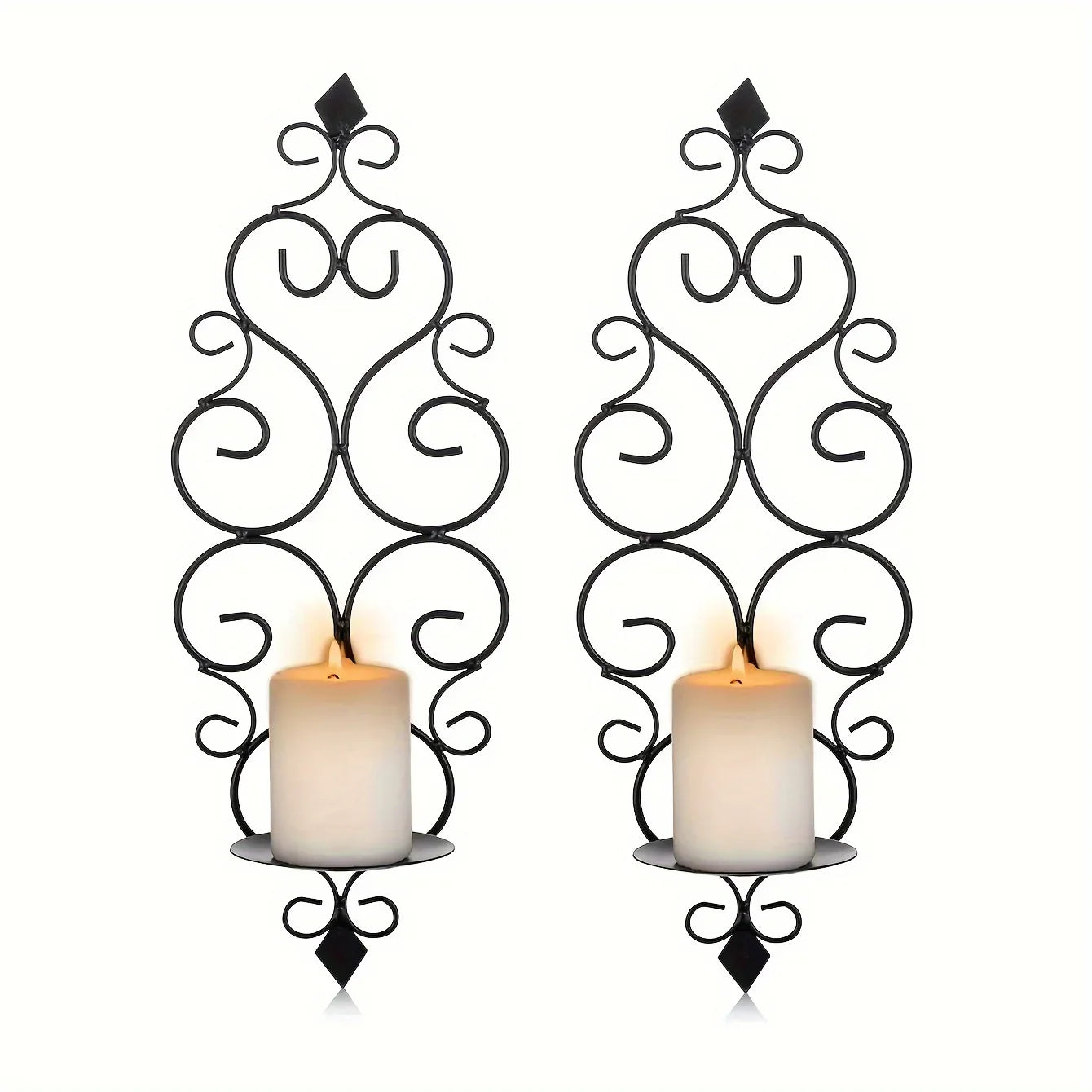 Wall Sconce - Hanging Metal Black Set, back view - House Of Avana