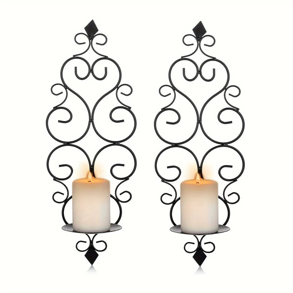 Wall Sconce - Hanging Metal Black Set, back view - House Of Avana [[SKU:HOA-CON-015]]