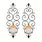 Wall Sconce - Hanging Metal Black Set, back view - House Of Avana [[SKU:HOA-CON-015]]
