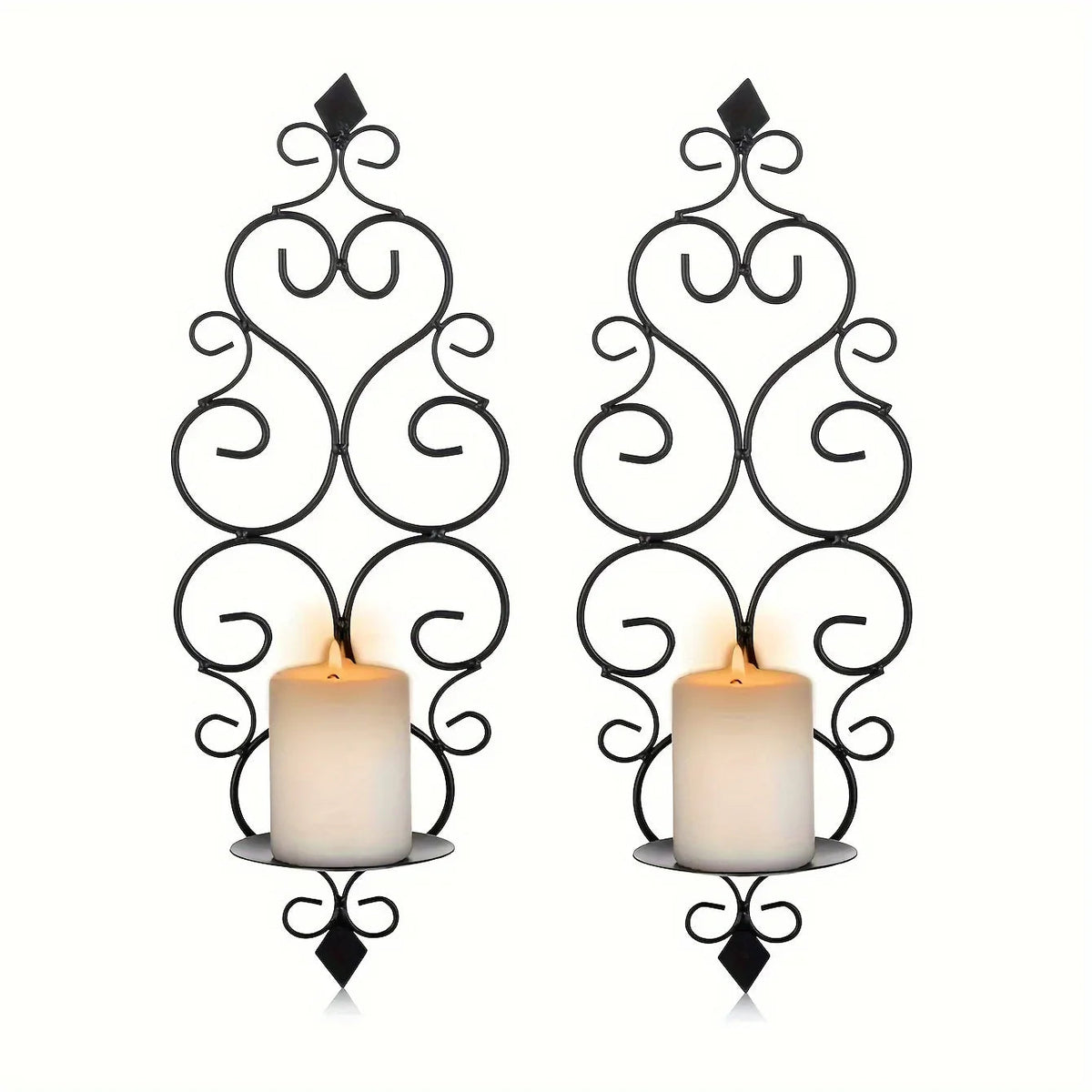Wall Sconce - Hanging Metal Black Set, back view - House Of Avana [[SKU:HOA-CON-015]]