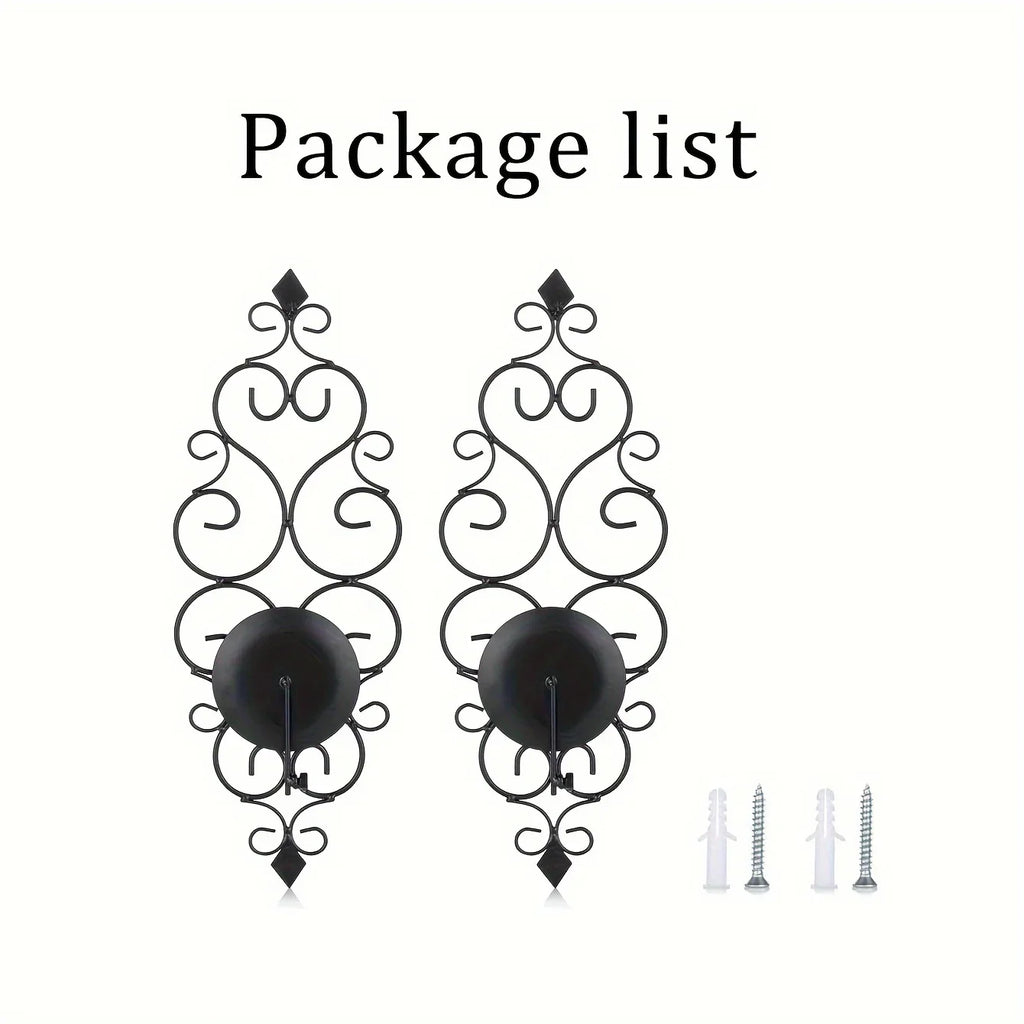 Wall Sconce - Hanging Metal Black Set, angled view - House Of Avana
