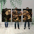 Gold Metal Wall Sculpture of a Panther with 3d Layered Design, lifestyle image - House Of Avana