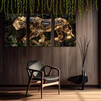 Gold Metal Wall Sculpture of a Panther with 3d Layered Design, angled view - House Of Avana