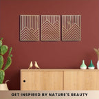 Wall Sculpture - Rustic Oak Mountain | Wood Wall Art | angle view | Nordic home decor | House of Avana