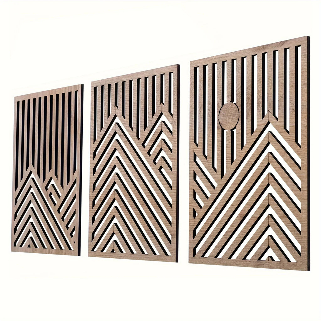 Wall Sculpture - Rustic Oak Mountain | Wood Wall Art | close-up | Nordic home decor | House of Avana