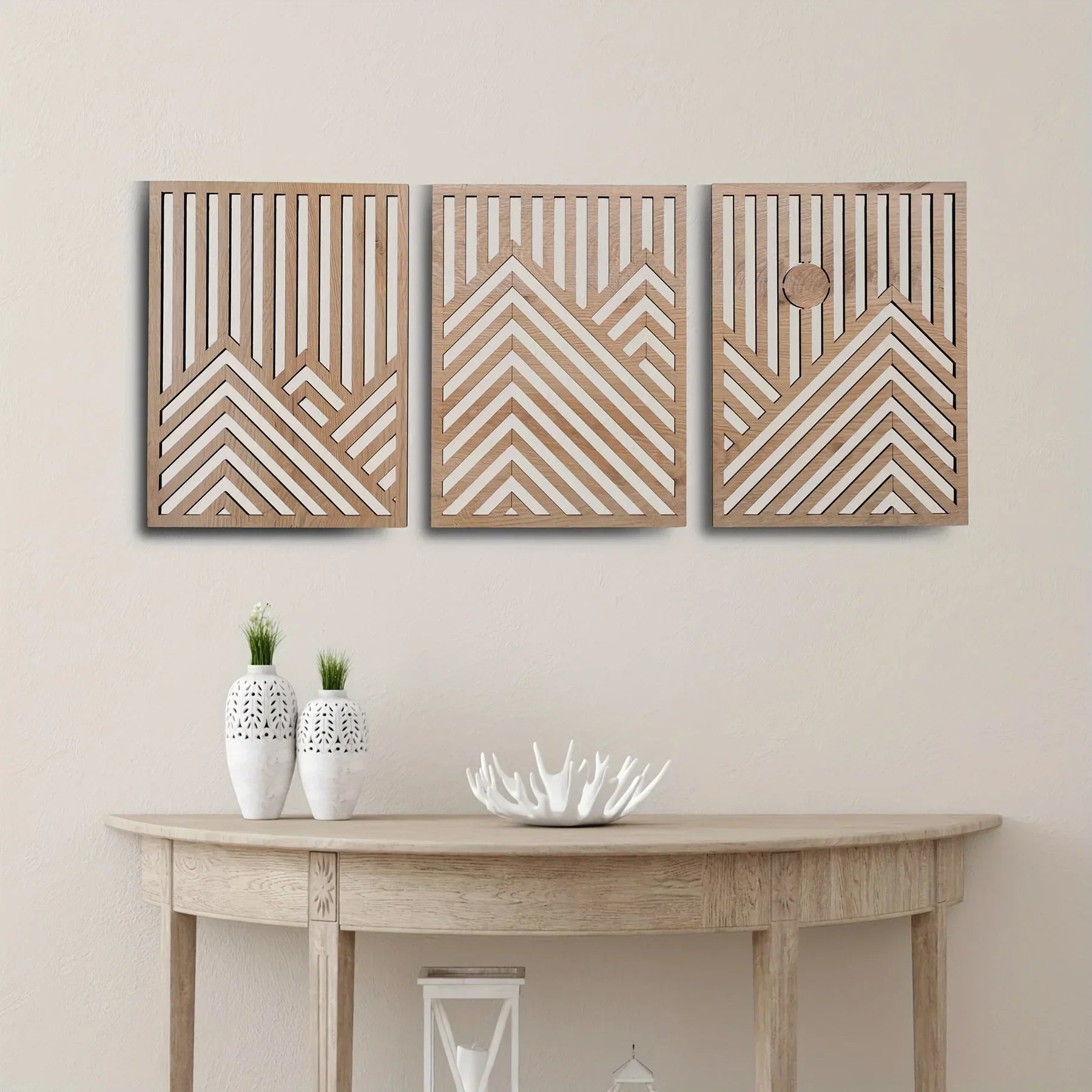 Wall Sculpture - Rustic Oak Mountain | Wood Wall Art | front view | Nordic home decor | House of Avana