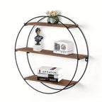 Wall Shelf - Floating Wood 3-tier, front view - House Of Avana