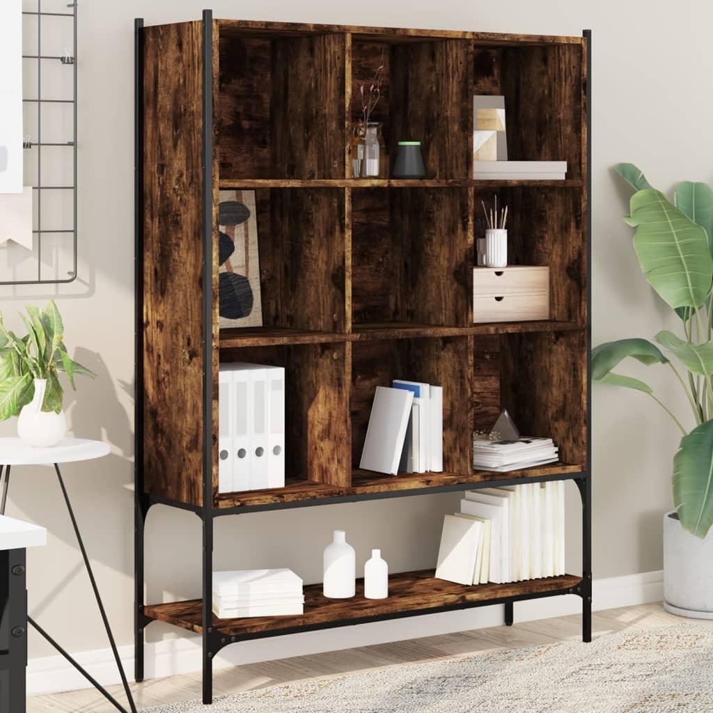 Wall Shelf - Geometric Smoked Oak Wooden, front view - House Of Avana