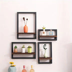 Wall Shelf - Reclaimed Wood Black Brown Set, top view - House Of Avana [[SKU:HOA-DSH-007]]