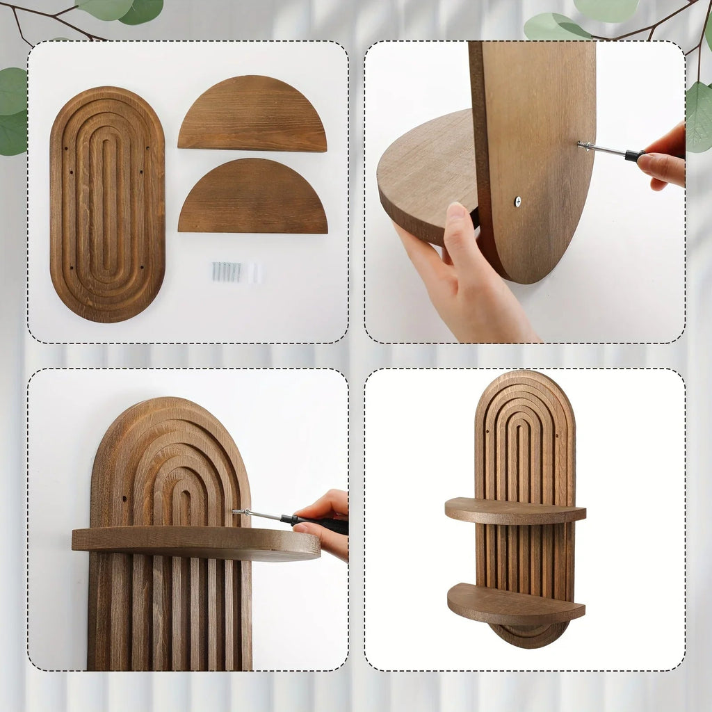 Wall Shelves - Layer Wooden Brown, side view - House Of Avana [[SKU:HOA-STO-033]]